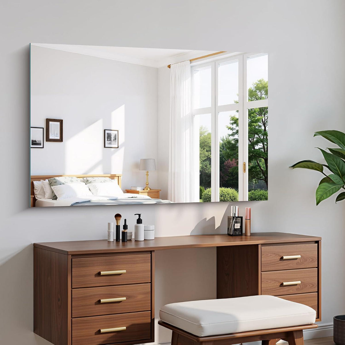 Rahmenloser Wandspiegel 120x75 cm – Badezimmer Spiegel mit Explosionsschutz