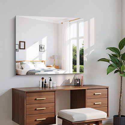 Rahmenloser Wandspiegel 90x75 cm – Badezimmer Spiegel mit Explosionsschutz