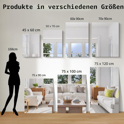 Rahmenloser Wandspiegel 90x75 cm – Badezimmer Spiegel mit Explosionsschutz