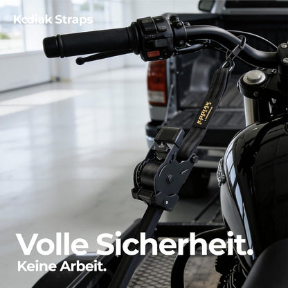 Spanngurte Automatik 3m mit S-Haken – 4er Set Schwarz