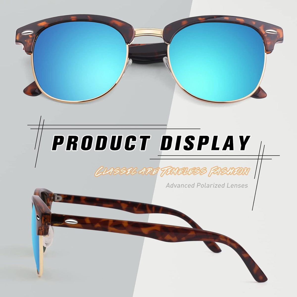Polarisierte Sonnenbrille Retro Browline Design UV400 Schutz