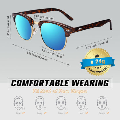 Sonnenbrille Herren Damen Polarisiert Halbrahmen Ultraleicht UV400