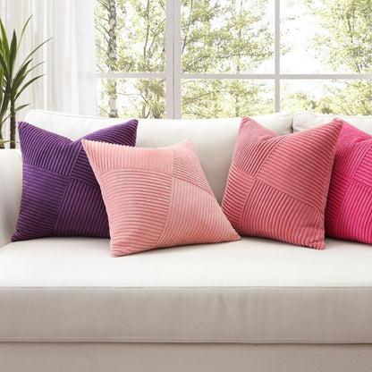 Cord Kissenbezug Violett 60x60 cm - 2er Set gestreift
