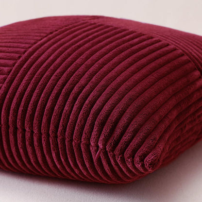 Cord Kissenbezug 40x40 cm, Burgund, 2er Set mit Streifenmuster