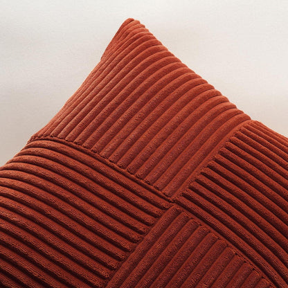 Cord Kissenbezug 50x50 cm Dunkelrost - 2er Set gestreift
