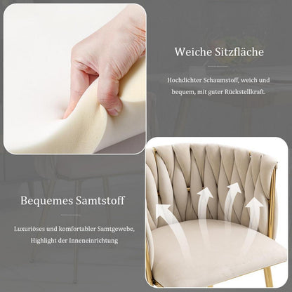 Samt Esszimmerstühle 2er Set mit goldenen Beinen