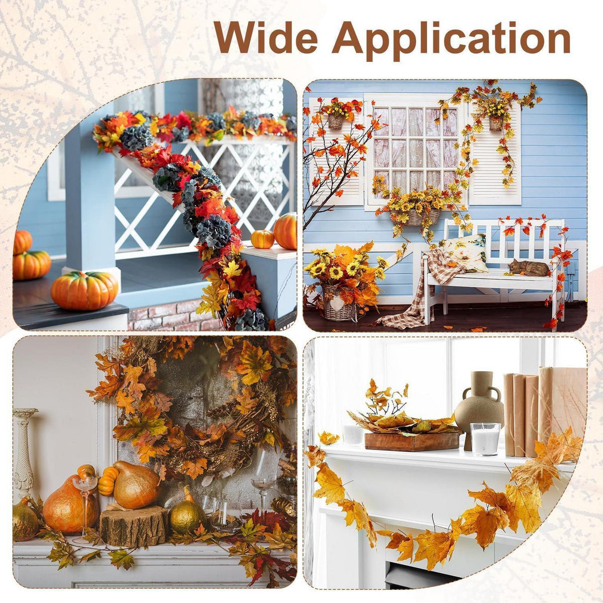 Herbstgirlande Ahornblätter 175cm - 2er Set für Tür & Deko