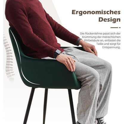 Samt Esszimmerstühle 6er Set mit Armlehnen, Grün