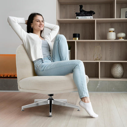 Bürostuhl ohne Armlehne mit großem Kissen, ergonomisch, weiß, 2er Set