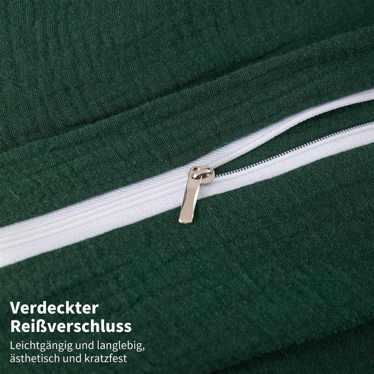 Doppelte Muslin Bettwäsche Dunkelgrün 220x240 cm - 3-teilig