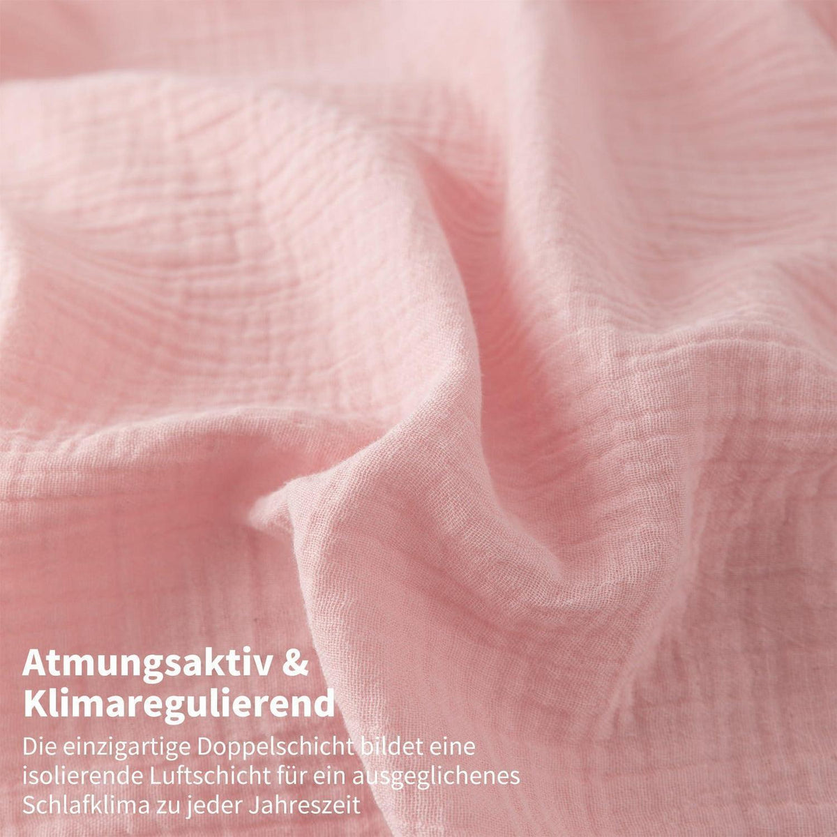 Doppelte Muslin Bettwäsche 200x200 Rosa Grau – Weich & Atmungsaktiv