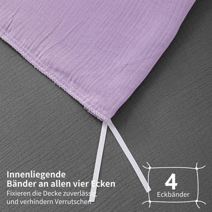 Doppelte Muslin Bettwäsche Lila Grau 155x220 cm - 3-teilig