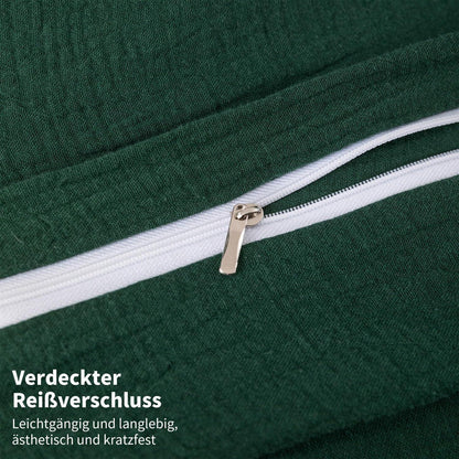 Doppelte Muslin Bettwäsche Dunkelgrün 200x220 cm - 3-teilig