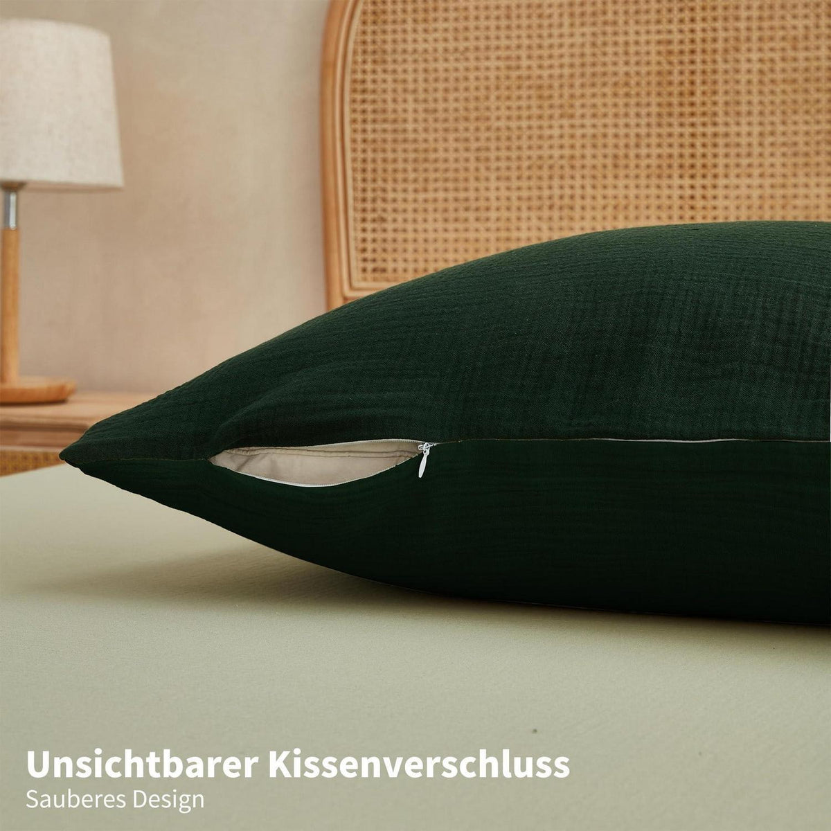 Doppelte Muslin Bettwäsche Dunkelgrün 200x220 cm - 3-teilig
