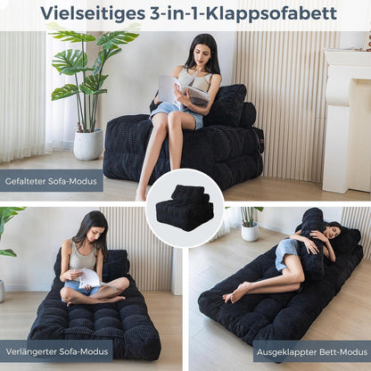 Faltbares Schlafsofa mit Kissen & Matratze – Komfortables Bodensofa