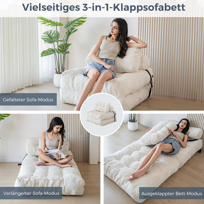 Faltbares Schlafsofa mit Kissen & Matratze – Komfortables Bodensofa