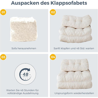 Faltbares Schlafsofa mit Kissen & Matratze – Komfortables Bodensofa