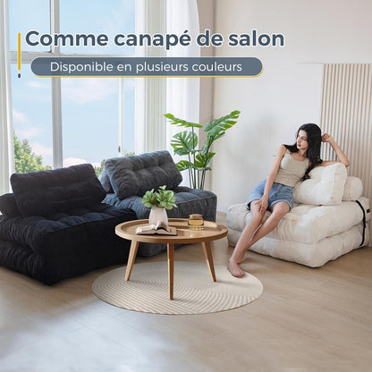 Faltbares Schlafsofa mit Kissen – Komfortables Bodensofa Grau