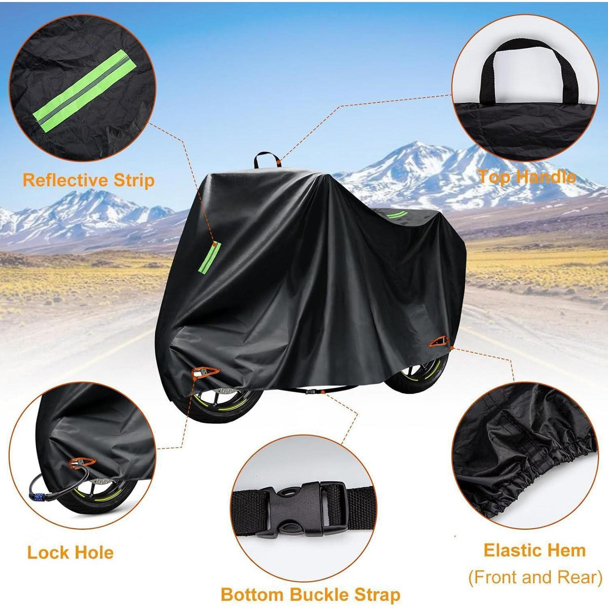 Motorrad Abdeckplane Wasserdicht 245x105x125cm mit Schlossloch