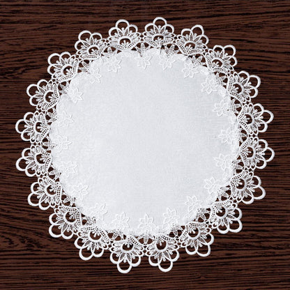 Runde Tischdecke Blumenstickerei 58cm – Elegante Tischdekoration