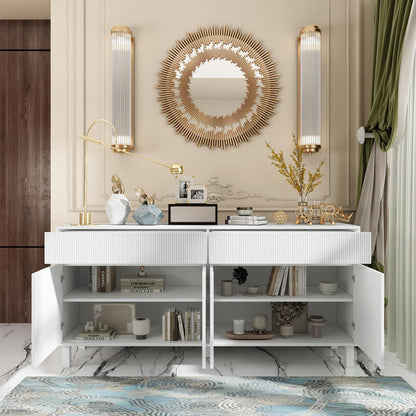 Weißes Sideboard mit 4 Türen & 2 Schubladen – Stauraumschrank 160x40x75cm