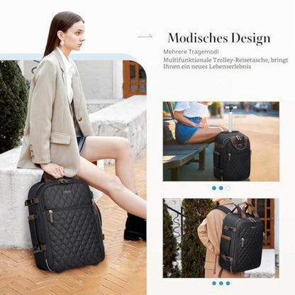 Rollrucksack 33L Wasserdicht 17 Zoll Laptop Business Reiserucksack Schwarz