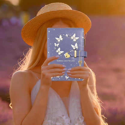 Tagebuch mit Herzschloss & Schmetterling – A5 Notizbuch mit Linien