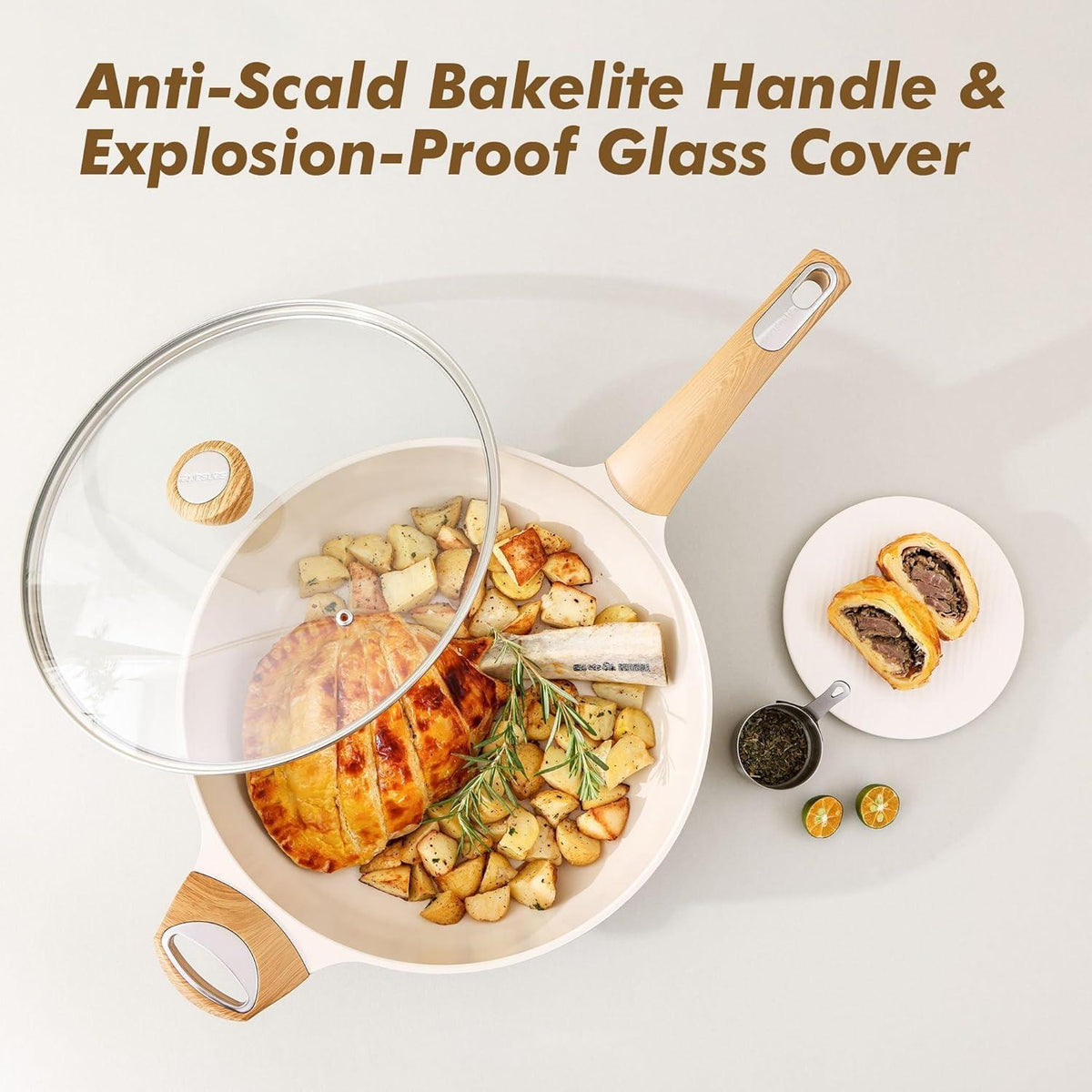 Tiefe Keramik Bratpfanne 30cm mit Deckel – Antihaft & Induktionsgeeignet