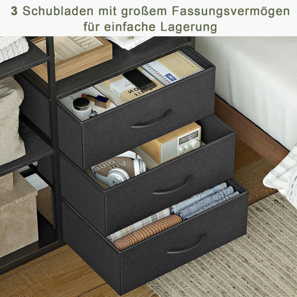Kleiderständer rollbar mit Schubladen & Haken – Schwarz