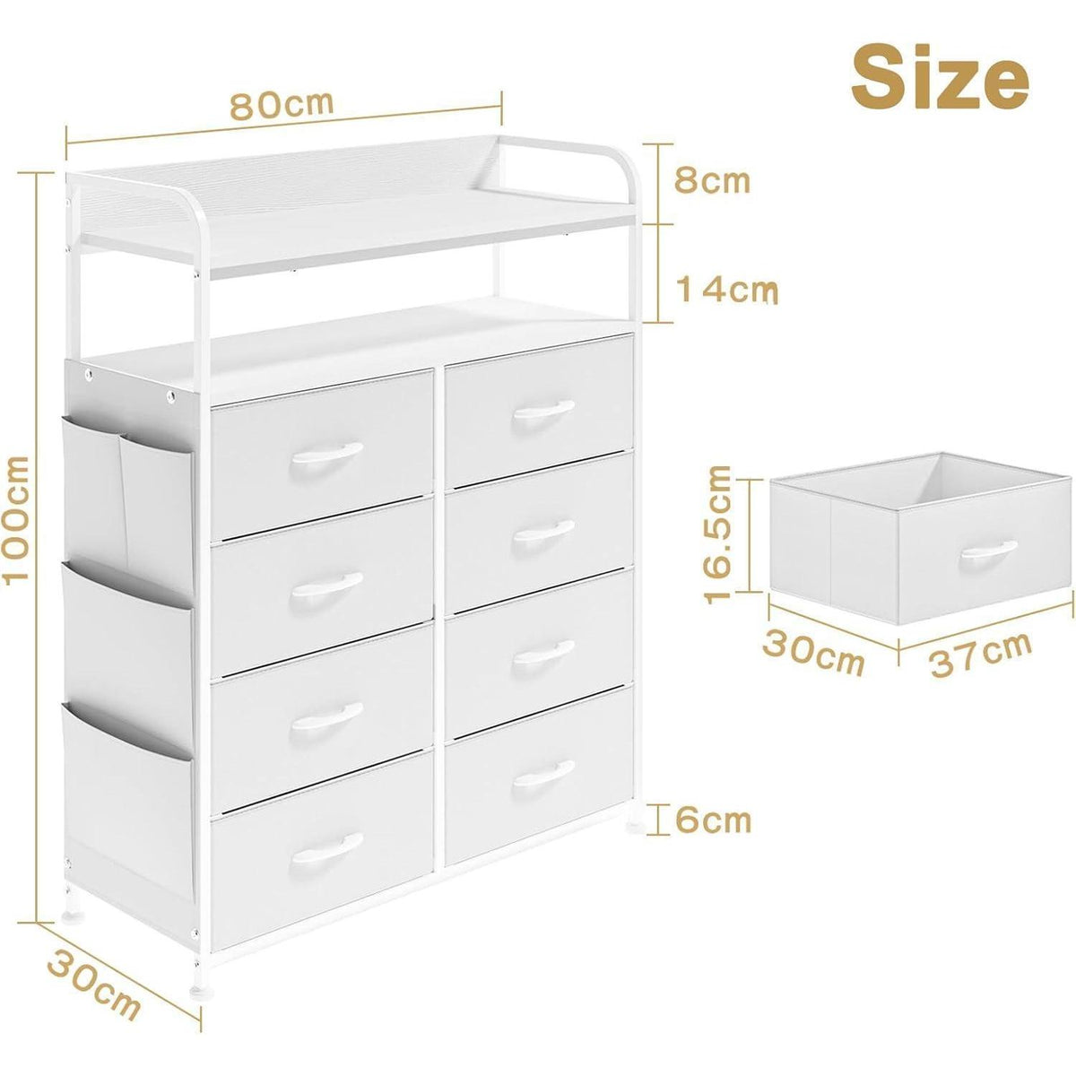 Weiße Kommode mit 8 Schubladen – Stauraum für Schlafzimmer & Wohnzimmer