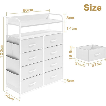 Weiße Kommode mit 8 Schubladen – Stauraum für Schlafzimmer & Wohnzimmer