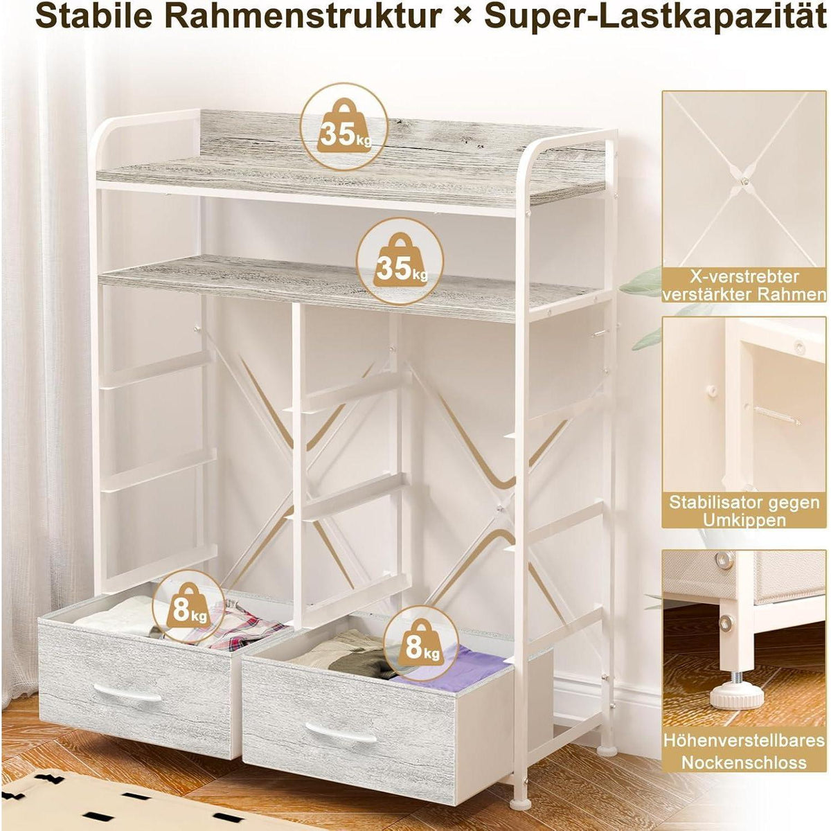 Kommode mit 8 Schubladen & Regalen – Schlafzimmer Organizer Weiß
