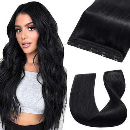 Echthaar Clip-in Extension #1 Lackschwarz 60cm