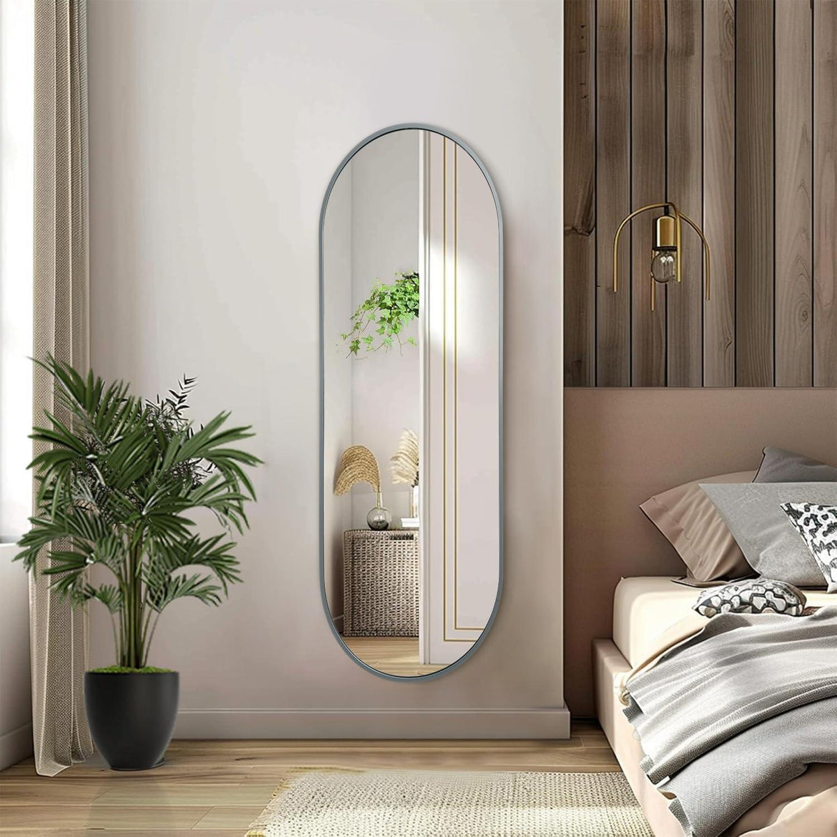 Ovaler Badspiegel 120x40 cm mit Metallrahmen