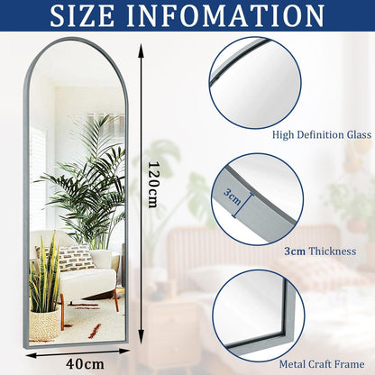 Gewölbter Wandspiegel 120x40cm – Modern & Elegant Grau