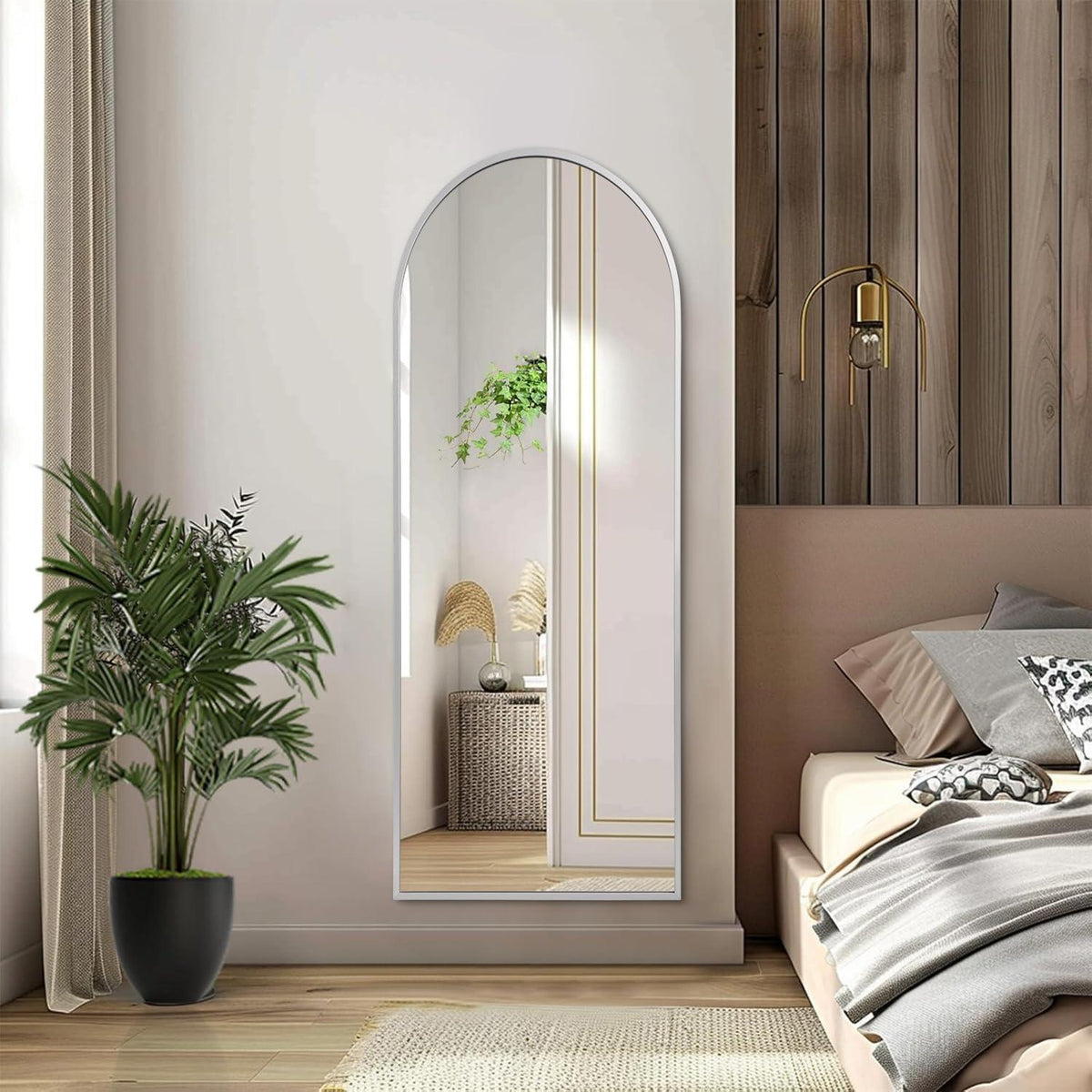 Gewölbter Wandspiegel 120x40cm – Moderner Aluminiumrahmen