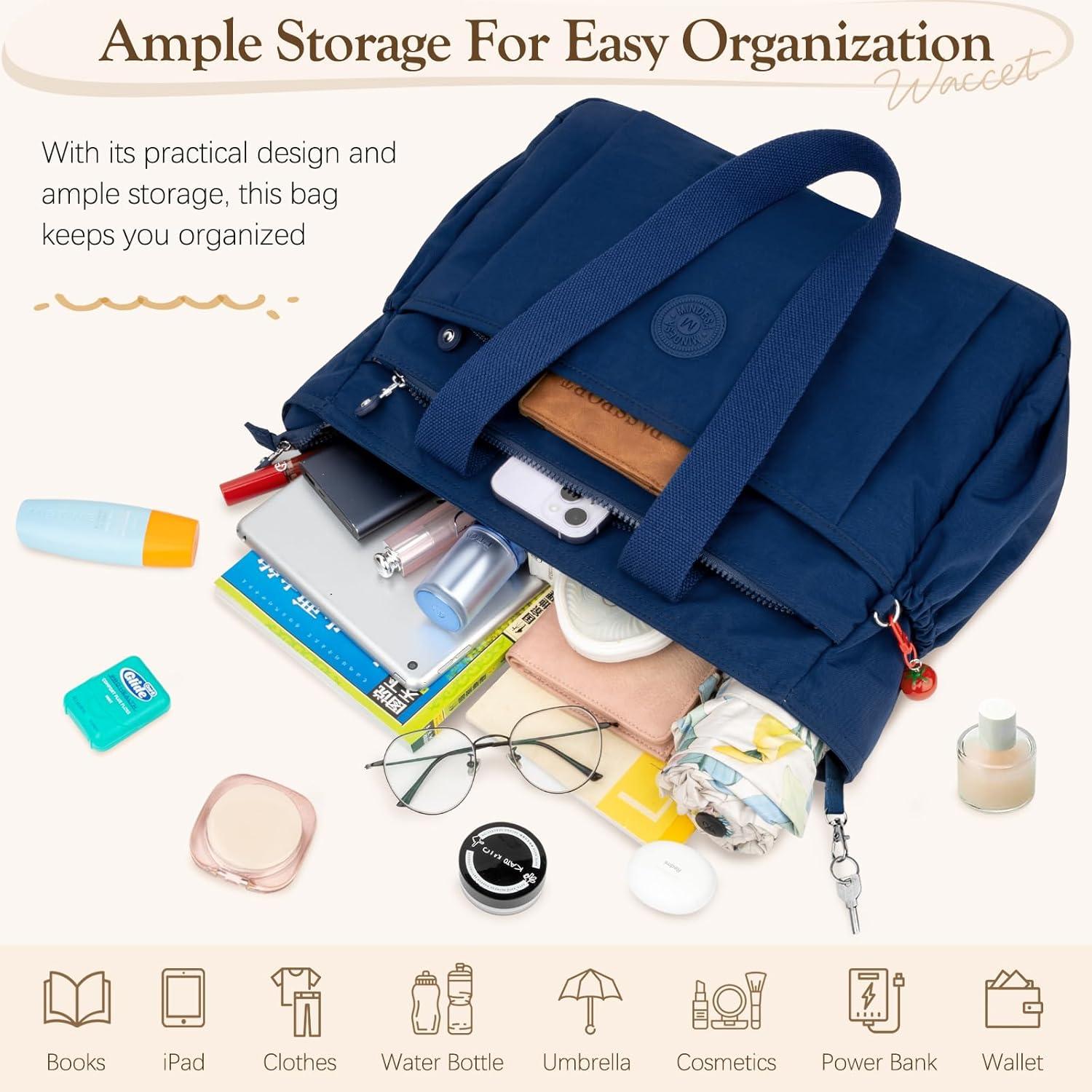 WACCET Handtasche Damen Groß Wasserdicht Nylon mit Viele