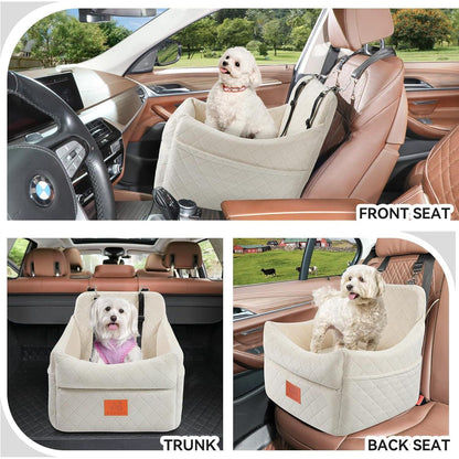 Hunde-Autositz gepolstert – Komfortabel & Waschbar (Weiß/Beige)