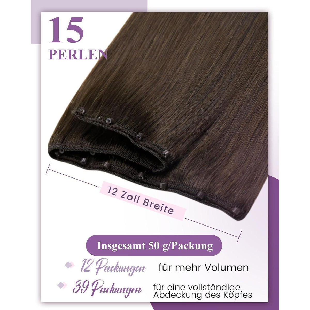 Braune Micro Weft Haarverlängerung Echthaar 55cm #4