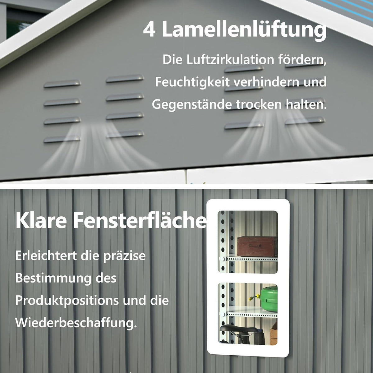 Gerätehaus 185x191cm mit Fenster & Metallfundament