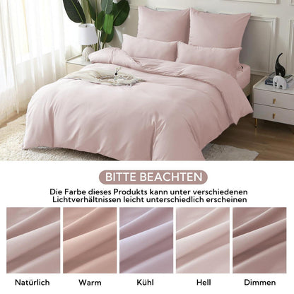 Satin Bettwäsche Set Altrosa 220x240 Baumwolle Kühlend