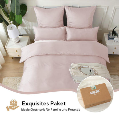 Satin Bettwäsche Set Altrosa 220x240 Baumwolle Kühlend