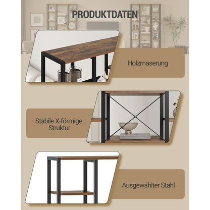 7-Ebenen Bücherregal Vintagebraun-Schwarz – Standregal mit 18 Ablagen