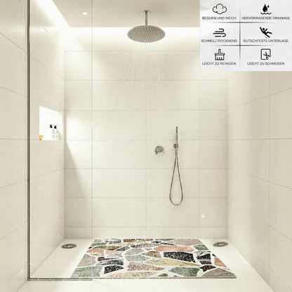 Rutschfeste Duschmatte Steinoptik 110x110 cm – Zuschneidbar & Weich