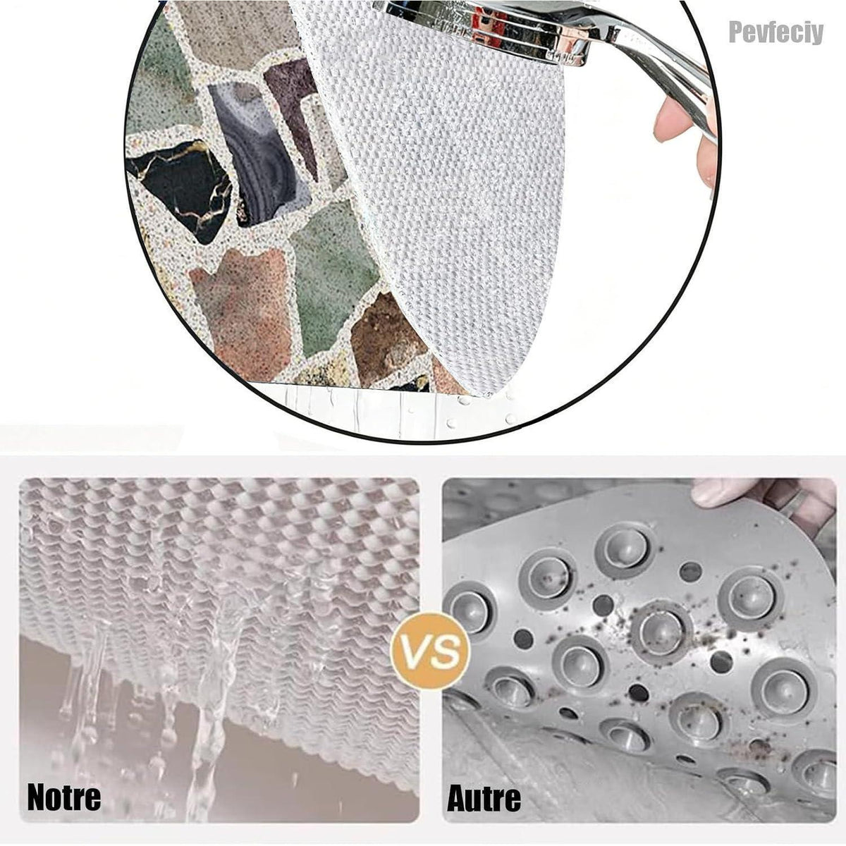 Rutschfeste Duschmatte Steinoptik 100x150 cm – Zuschneidbar & Komfortabel