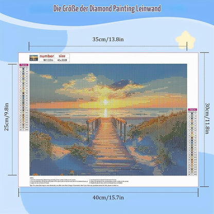 5D Diamantmalerei Sonnenuntergang Meerblick Komplett Set