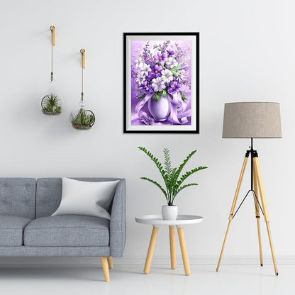 5D Diamantmalerei Blumenstrauß Lila – DIY Bausatz für Erwachsene