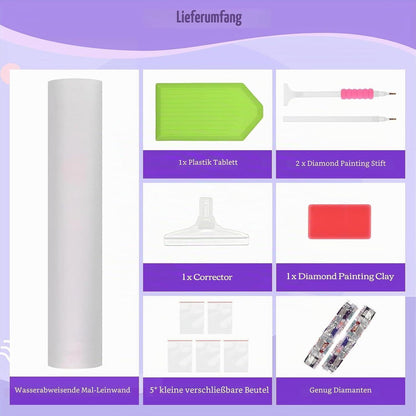 5D Diamantmalerei Blumenstrauß Lila – DIY Bausatz für Erwachsene
