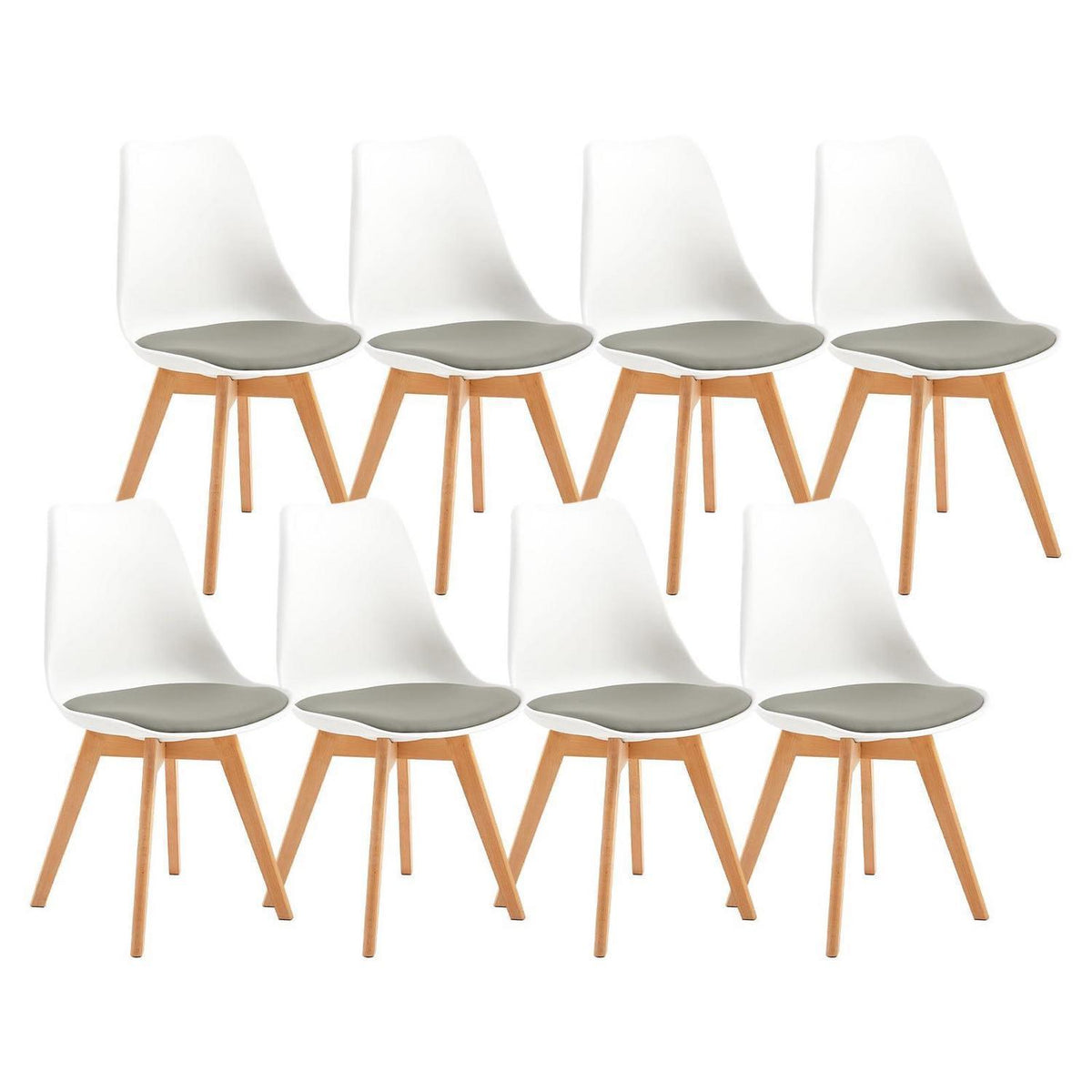 8 Esszimmerstühle skandinavisch, weiß & grau, Retro Design