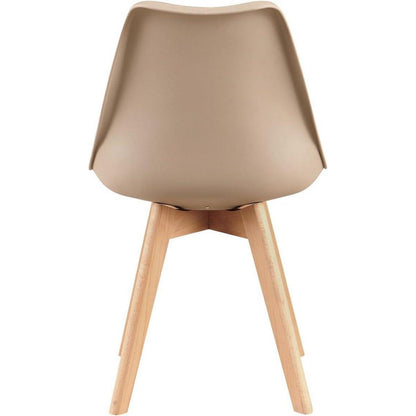 Skandinavischer Esszimmerstuhl Retro, Buchenholz, Beige & Khaki (2er Set)